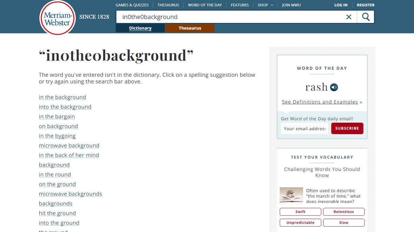 In the background Definition & Meaning - Merriam-Webster